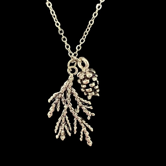 Pinecone Juniper Bough Pendant Necklace - Picture 1 of 4